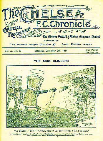 programme cover for Chelsea v The Wednesday, 5th Dec 1914