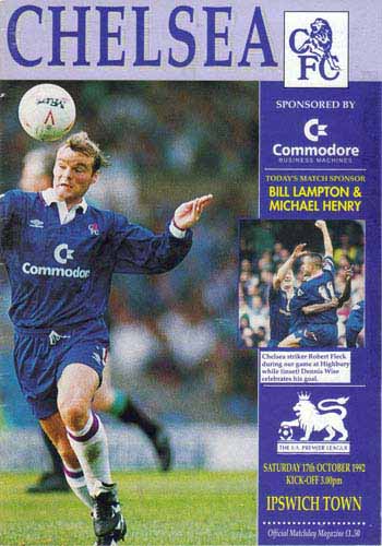 programme cover for Chelsea v Ipswich Town, 17th Oct 1992