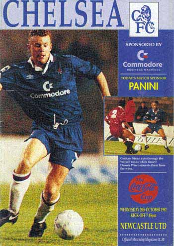 programme cover for Chelsea v Newcastle United, Wednesday, 28th Oct 1992
