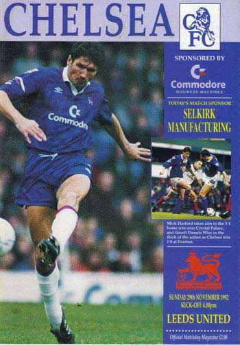 programme cover for Chelsea v Leeds United, 29th Nov 1992