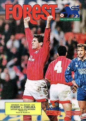 programme cover for Nottingham Forest v Chelsea, Saturday, 16th Jan 1993
