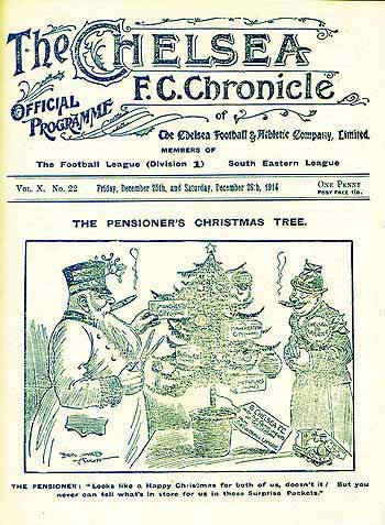 programme cover for Chelsea v Manchester City, 25th Dec 1914