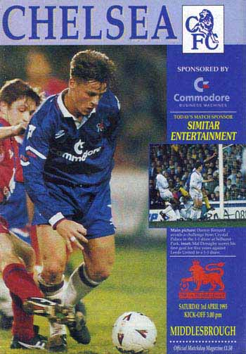 programme cover for Chelsea v Middlesbrough, 3rd Apr 1993
