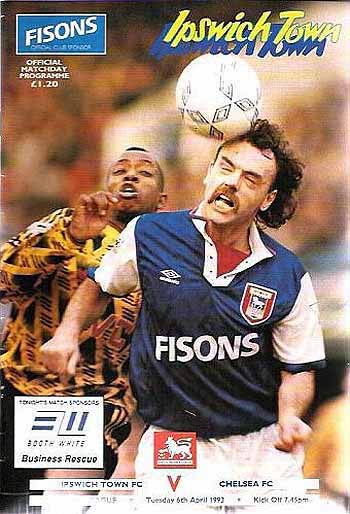 programme cover for Ipswich Town v Chelsea, 6th Apr 1993