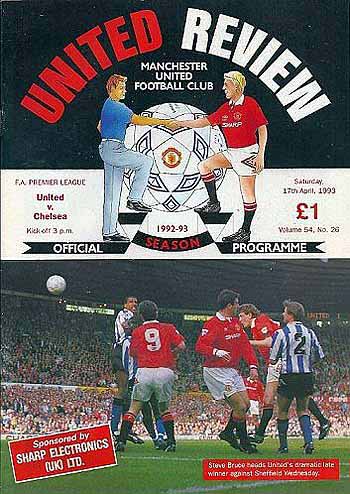 programme cover for Manchester United v Chelsea, 17th Apr 1993