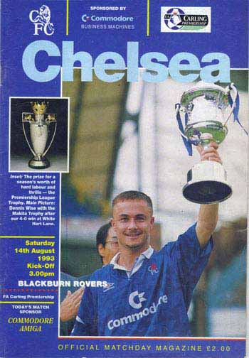 programme cover for Chelsea v Blackburn Rovers, 14th Aug 1993
