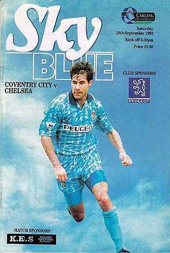 programme cover for Coventry City v Chelsea, Saturday, 18th Sep 1993