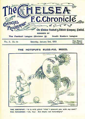 programme cover for Chelsea v Tottenham Hotspur, 2nd Jan 1915