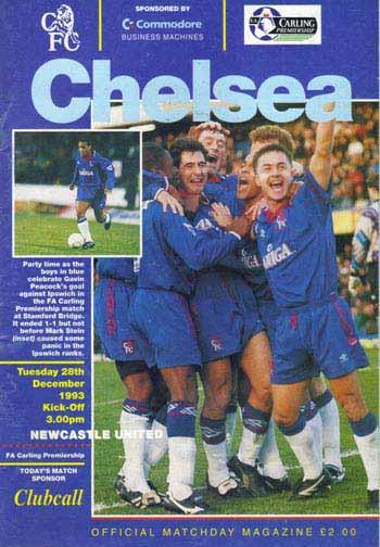 programme cover for Chelsea v Newcastle United, 28th Dec 1993