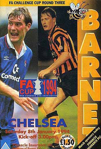 programme cover for Barnet v Chelsea, 8th Jan 1994
