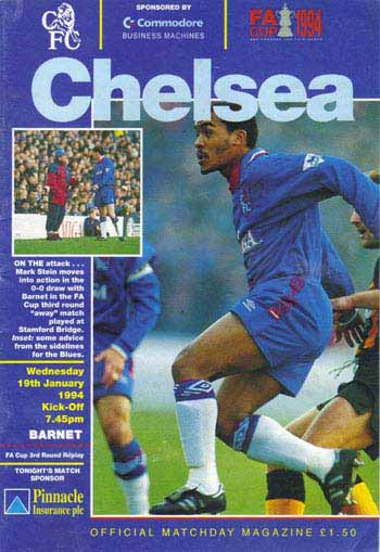 programme cover for Chelsea v Barnet, 19th Jan 1994