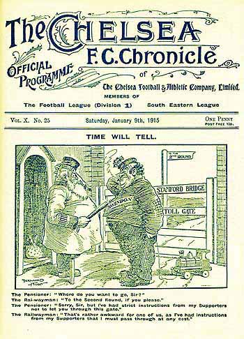 programme cover for Swindon Town v Chelsea, 9th Jan 1915