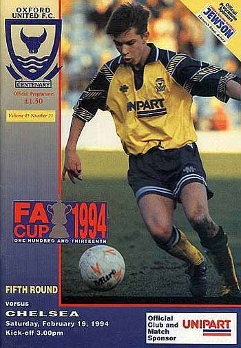 programme cover for Oxford United v Chelsea, Saturday, 19th Feb 1994