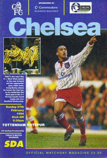 programme cover for Chelsea v Tottenham Hotspur, 27th Feb 1994