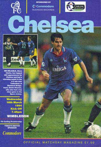 programme cover for Chelsea v Wimbledon, Wednesday, 16th Mar 1994