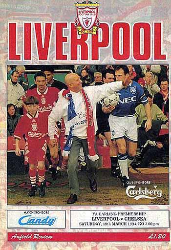programme cover for Liverpool v Chelsea, Saturday, 19th Mar 1994