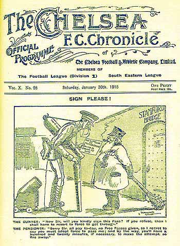 programme cover for Chelsea v Arsenal, 30th Jan 1915