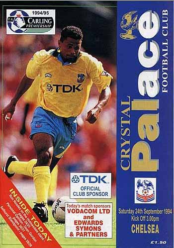 programme cover for Crystal Palace v Chelsea, 24th Sep 1994