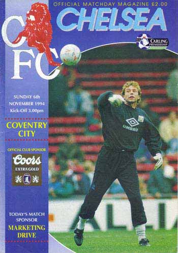programme cover for Chelsea v Coventry City, 6th Nov 1994