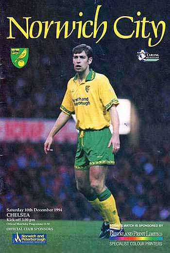programme cover for Norwich City v Chelsea, 10th Dec 1994