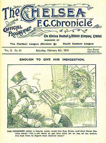 programme cover for Chelsea v Aston Villa, 6th Feb 1915