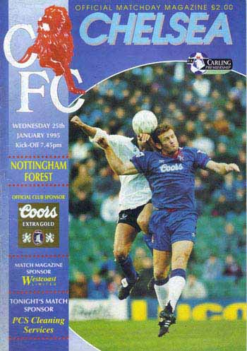 programme cover for Chelsea v Nottingham Forest, 25th Jan 1995