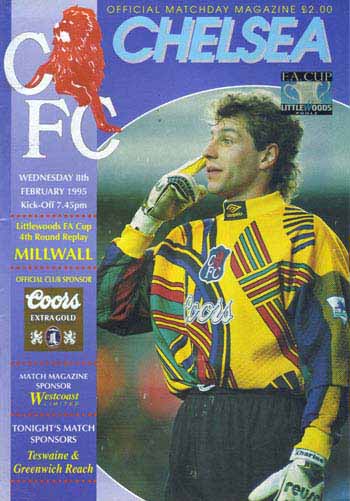 programme cover for Chelsea v Millwall, Wednesday, 8th Feb 1995
