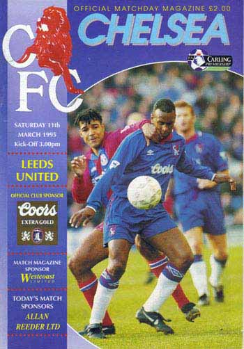 programme cover for Chelsea v Leeds United, 11th Mar 1995