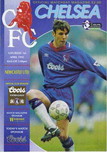 programme cover for Chelsea v Newcastle United, 1st Apr 1995