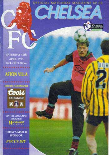 programme cover for Chelsea v Aston Villa, 15th Apr 1995