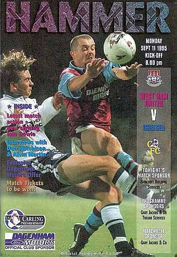 programme cover for West Ham United v Chelsea, 11th Sep 1995