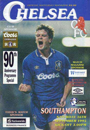 programme cover for Chelsea v Southampton, Saturday, 16th Sep 1995