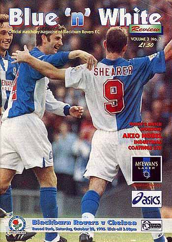 programme cover for Blackburn Rovers v Chelsea, 28th Oct 1995