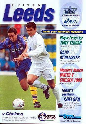 programme cover for Leeds United v Chelsea, 18th Nov 1995