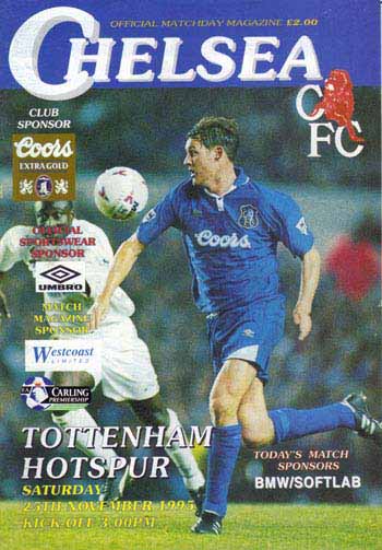 programme cover for Chelsea v Tottenham Hotspur, 25th Nov 1995