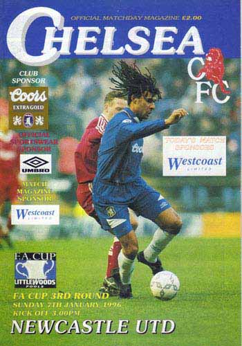programme cover for Chelsea v Newcastle United, Sunday, 7th Jan 1996