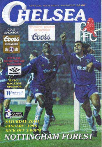 programme cover for Chelsea v Nottingham Forest, 20th Jan 1996