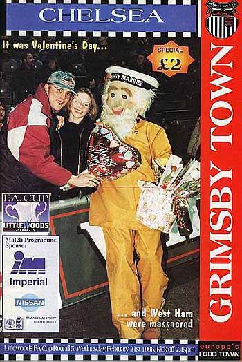 programme cover for Grimsby Town v Chelsea, Wednesday, 21st Feb 1996