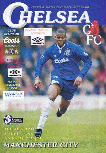 programme cover for Chelsea v Manchester City, 12th Mar 1996