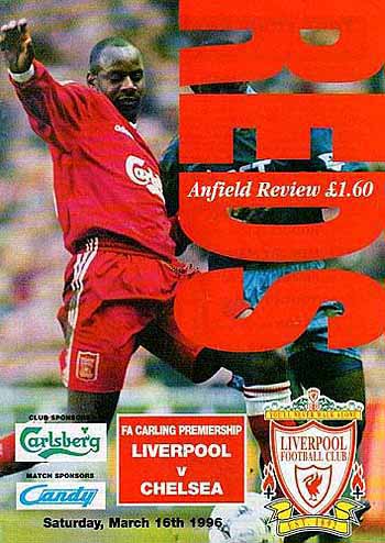 programme cover for Liverpool v Chelsea, Saturday, 16th Mar 1996