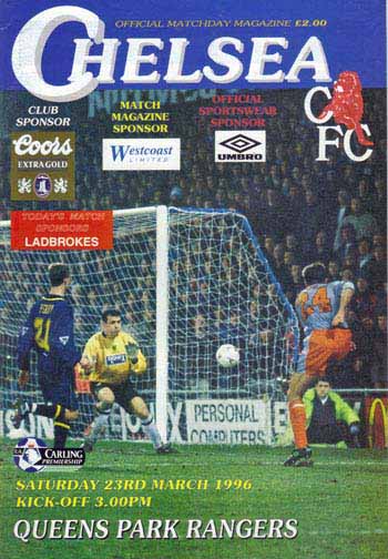 programme cover for Chelsea v Queens Park Rangers, 23rd Mar 1996