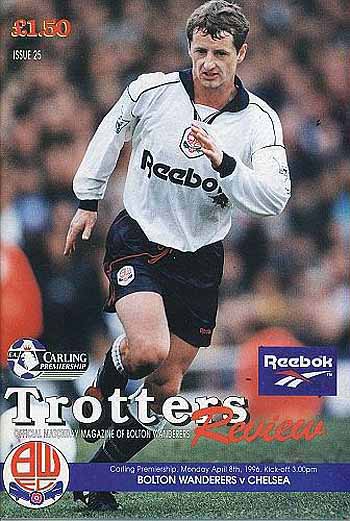 programme cover for Bolton Wanderers v Chelsea, 8th Apr 1996