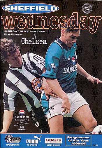 programme cover for Sheffield Wednesday v Chelsea, 7th Sep 1996