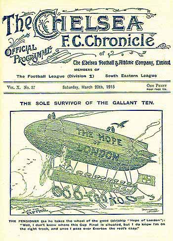 programme cover for Chelsea v Blackburn Rovers, 20th Mar 1915