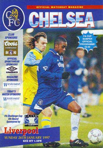 programme cover for Chelsea v Liverpool, 26th Jan 1997