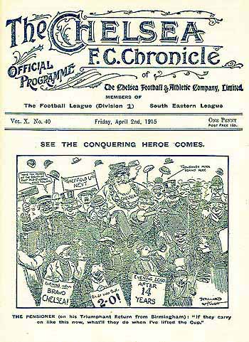 programme cover for Chelsea v Bradford City, 2nd Apr 1915