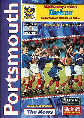 programme cover for Portsmouth v Chelsea, 9th Mar 1997