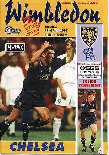 programme cover for Wimbledon v Chelsea, 22nd Apr 1997