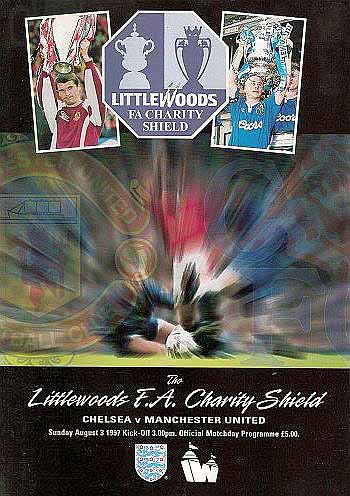 programme cover for Manchester United v Chelsea, 3rd Aug 1997
