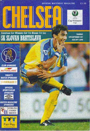 programme cover for Chelsea v Slovan Bratislava, 18th Sep 1997